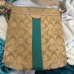 Coach Beige and Teal Crossbody Bag